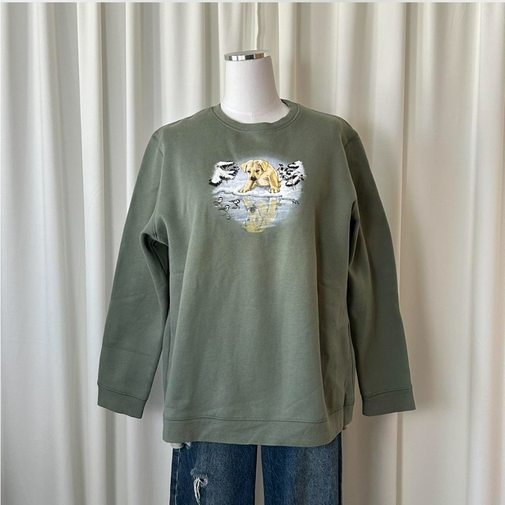 Vintage Northern Reflections Green Nature Graphic Sweatshirt XL.